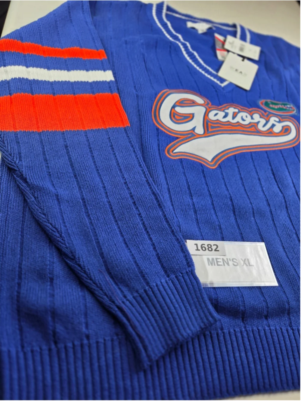 Men's WEAR by Erin Andrews Florida Gators V-Neck Sweater XL Blue Orange #1682